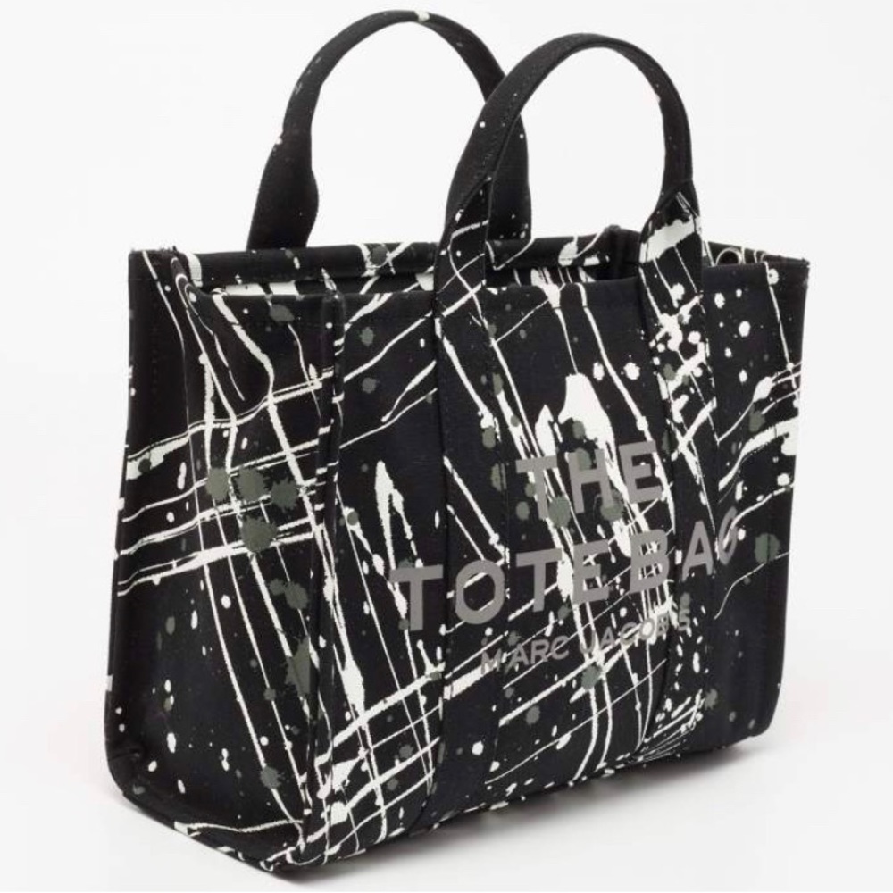 Marc Jacobs Black Canvas Splatter Paint Tote